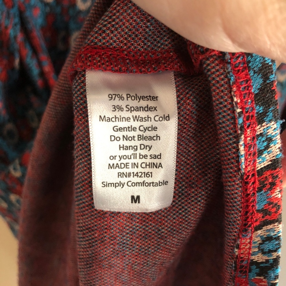 LuLaRoe Short Sleeve Red and Blue Fit and Flare Amelia Dress - Picture 7 of 7